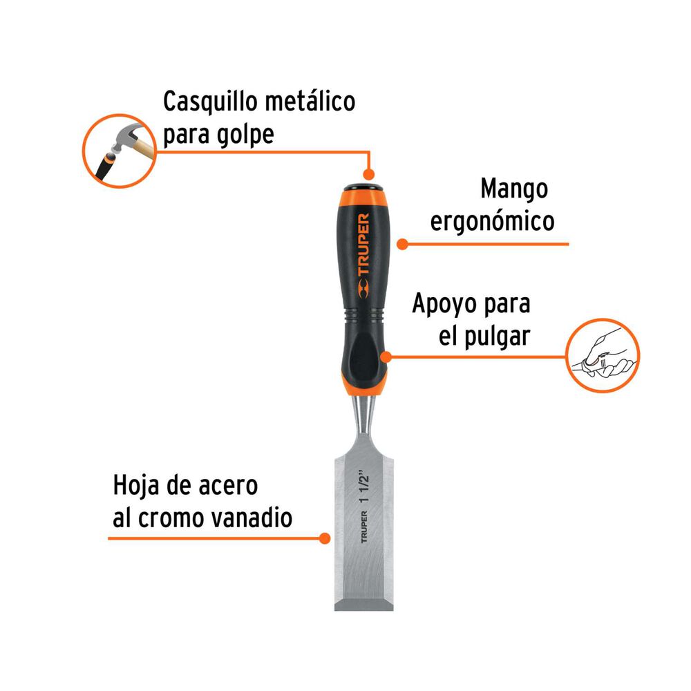 Formón Mango Confort Grip 1.1/2" - Truper image number 1.0