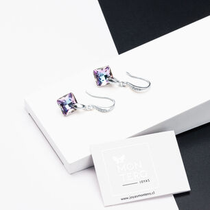 Aros Cristina Plata Italiana 925 Y Cristales Genuinos Vitral Light