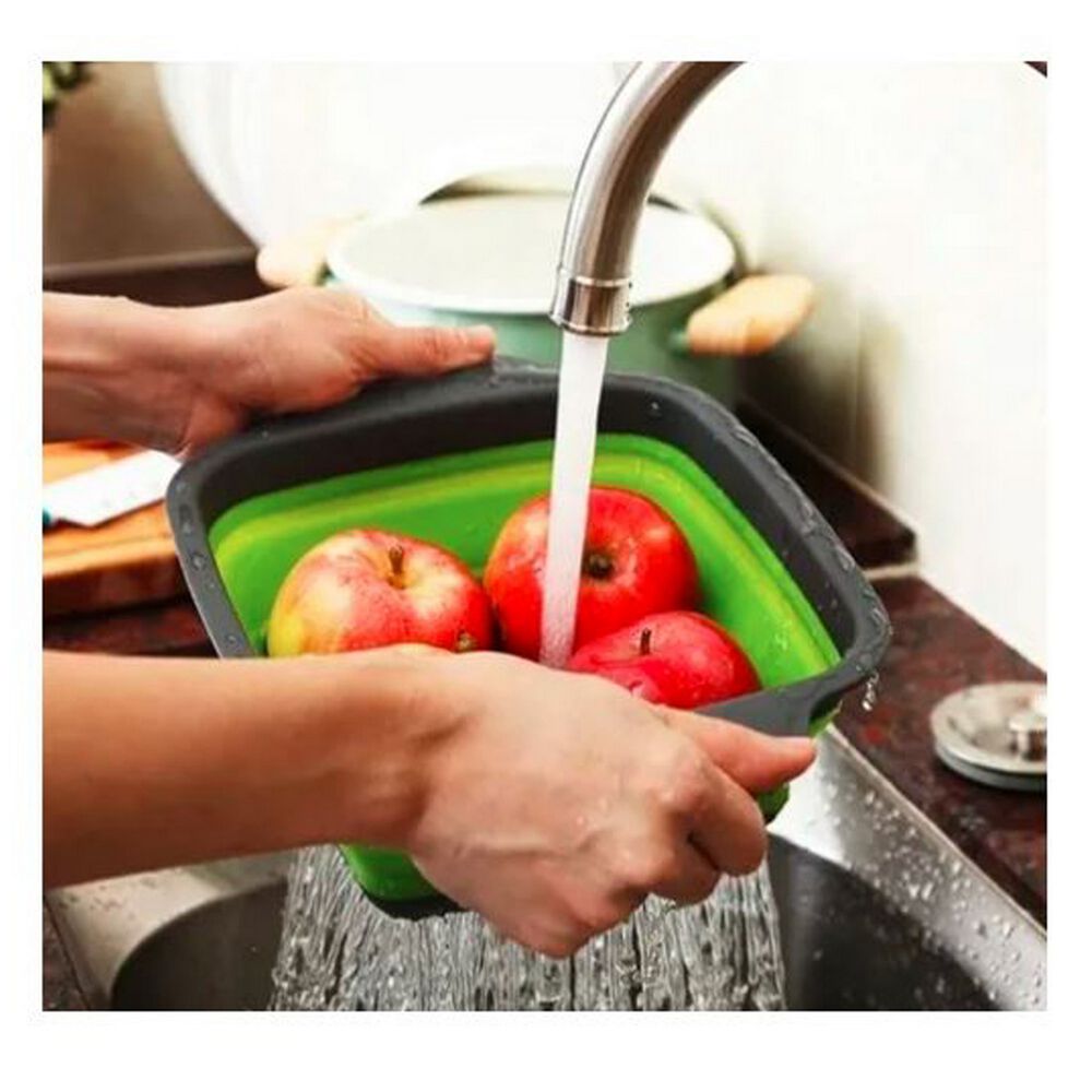 Pack 2 Coladores Escurridor Rectangular Cocina Verde image number 2.0