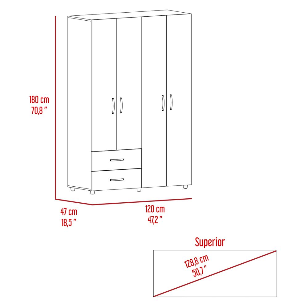 Closet 4 Puertas 2 Cajones Fm-019c - Humo image number 6.0
