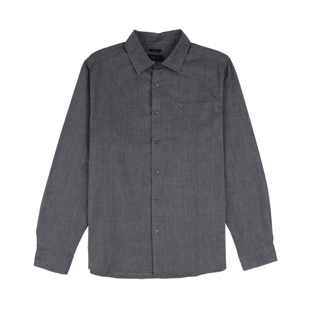 Camisa Lisa Slim Manga Larga Hombre Az Black image number 0.0