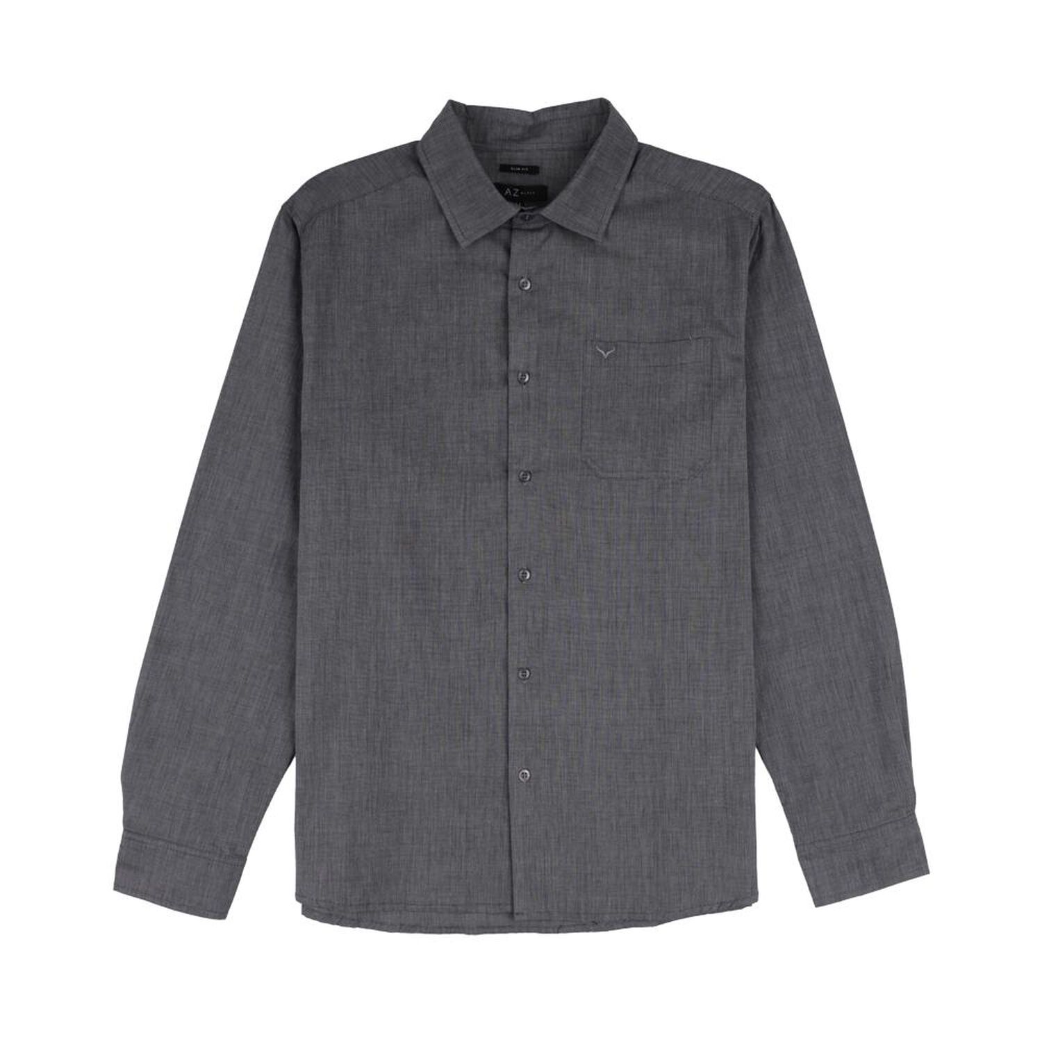 Camisa Lisa Slim Manga Larga Hombre Az Black image number 0.0