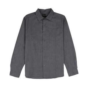 Camisa Lisa Slim Manga Larga Hombre Az Black