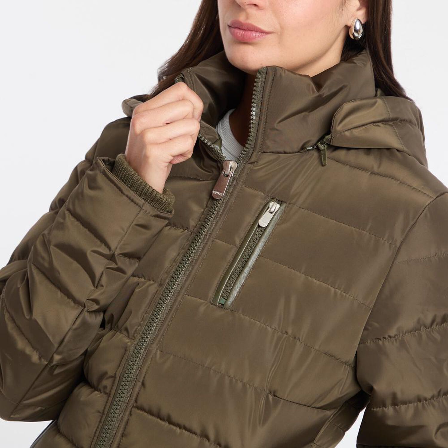 Parka Aplicaci&oacute;n En Bolsillo Cuello Alto Con Capucha Mujer Rolly Go image number 4.0