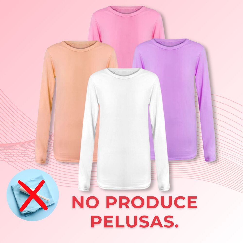 Pack 6 Camiseta Polar Primera Capa Niña Cuello Redondo image number 7.0