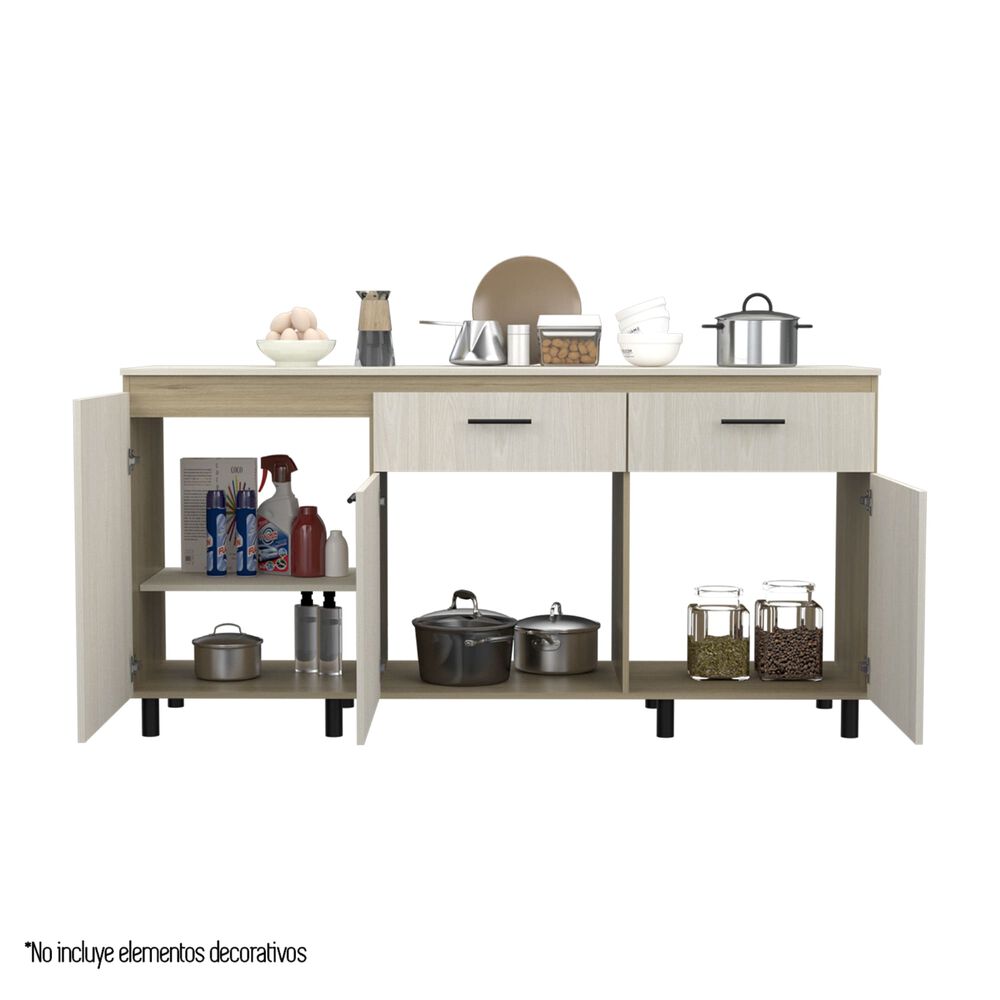 Mueble Base De Cocina 3 Puertas 2 Cajones Fm-003c Caf&eacute; Claro image number 2.0