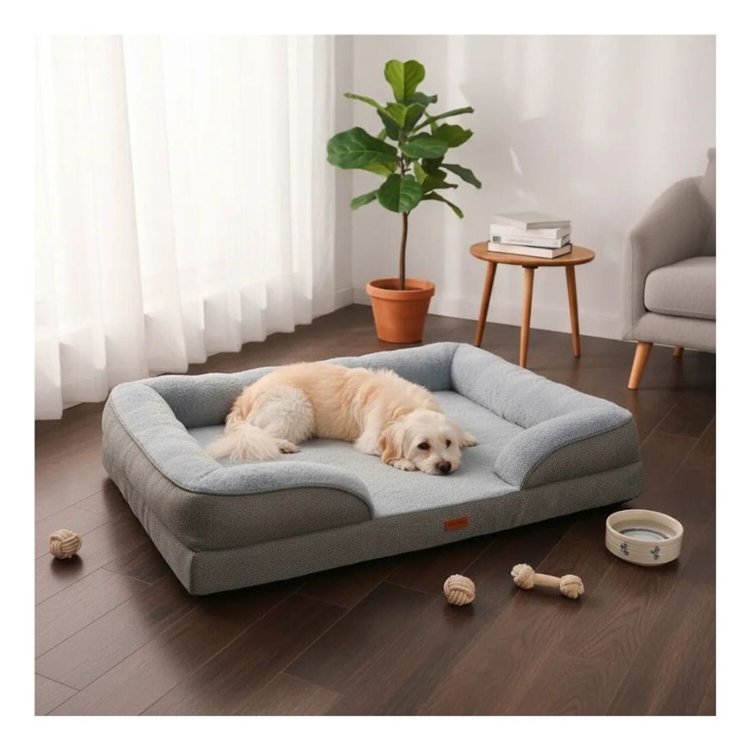 Cama Sof&aacute; Para Perro Mascotas Grande 96x71x16 Gris image number 3.0