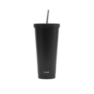 Vaso T&eacute;rmico Tumbler 750ml Con Tapa Y Bombilla Negro Simplit