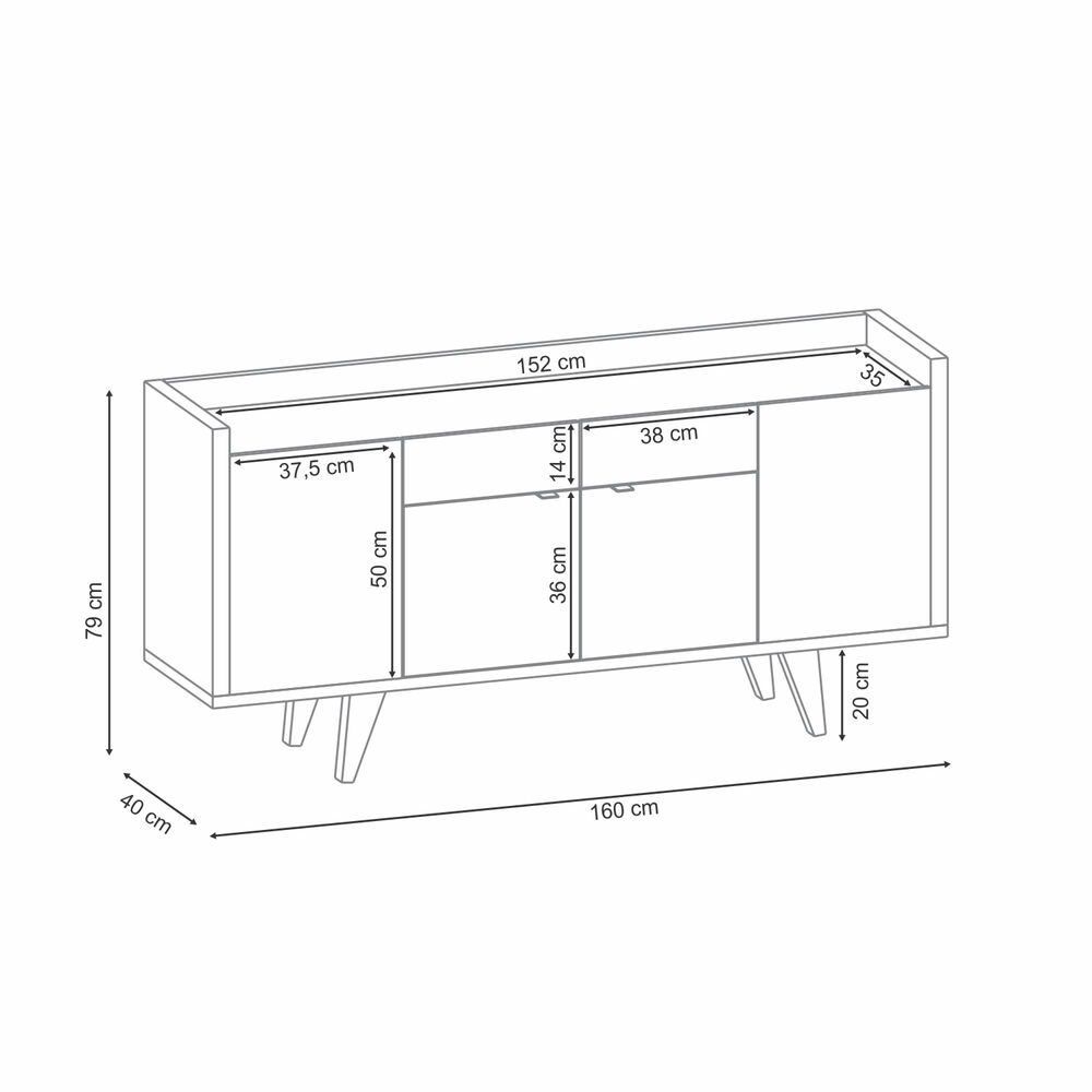Buffet Sinfon&iacute;a Off White Cinamomo 160x79x40 Cm image number 5.0