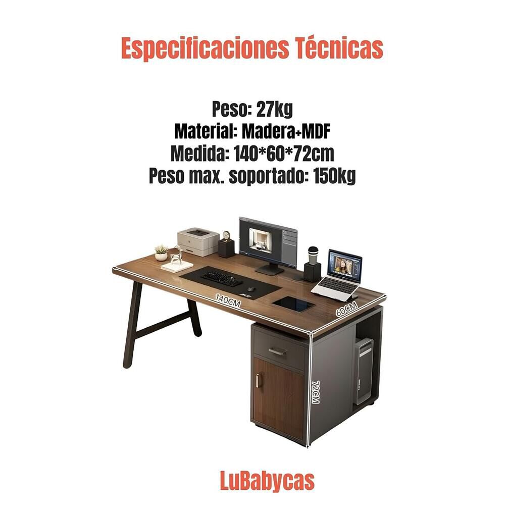 Escritorio 140cm Con Cajones Y Compartimiento Sky Lubabycas image number 7.0