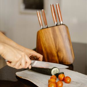 Set Cuchillos Holz 5 Pcs Acero Inoxidable + Taco Simplit