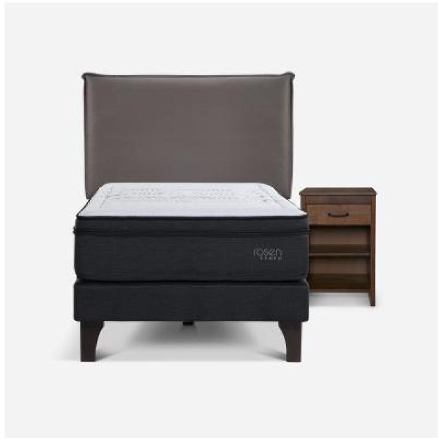 Cama Europea Rosen Tempo / 1.5 Plazas / Base Normal  + Set Maderas Maurice Chocolate image number 6.0