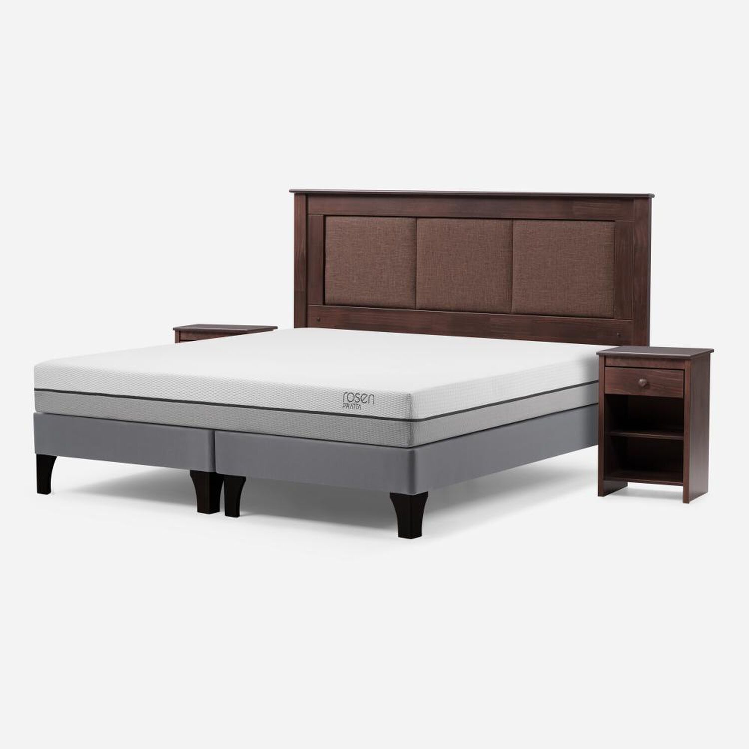 Cama Europea Rosen Pratta / 2 Plazas / Base Dividida + Set De Maderas Rachel image number 1.0