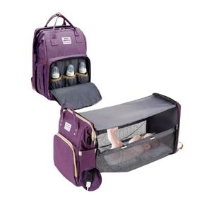 Mochila Maternal 3 En 1 Con Cunita Lubabycas Morada