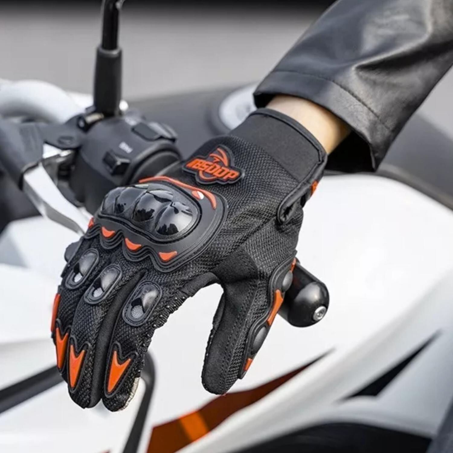 Guante Moto Bicicleta Naranjo Touch Premium image number 5.0