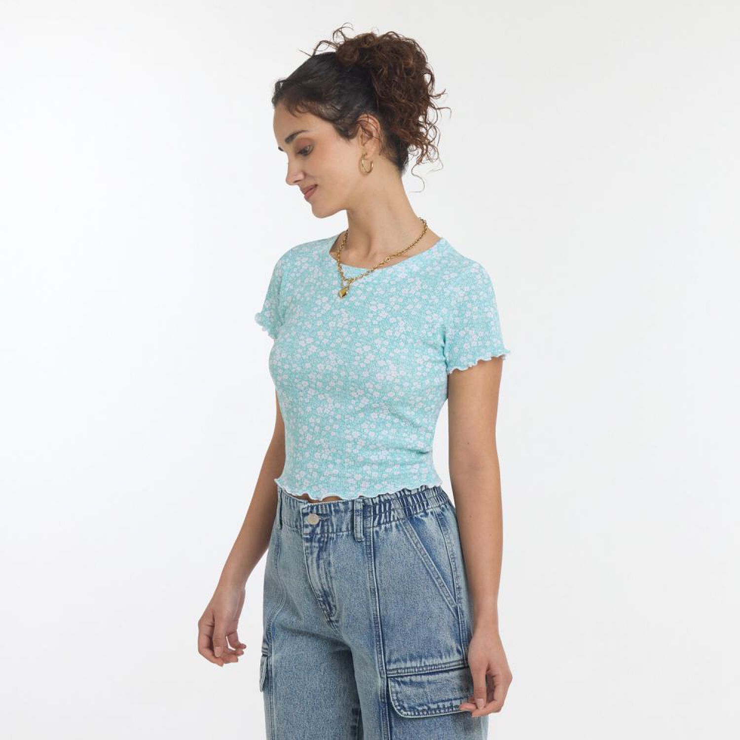 Polera Crop Micro Pint Manga Corta Cuello Redondo Mujer Freedom image number 2.0