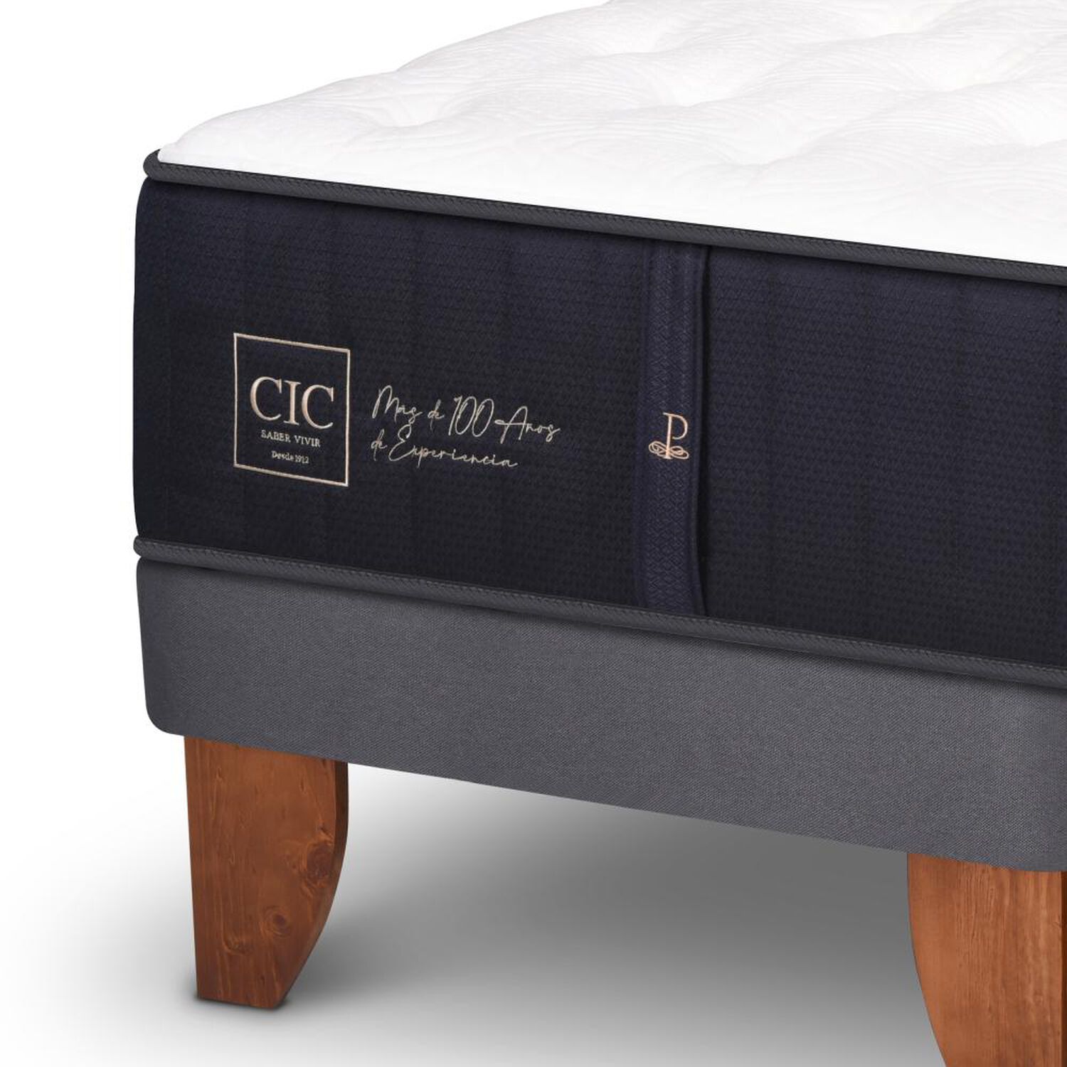 Cama Europea Cic Premium / 2 Plazas / Base Dividida + Set De Maderas image number 6.0