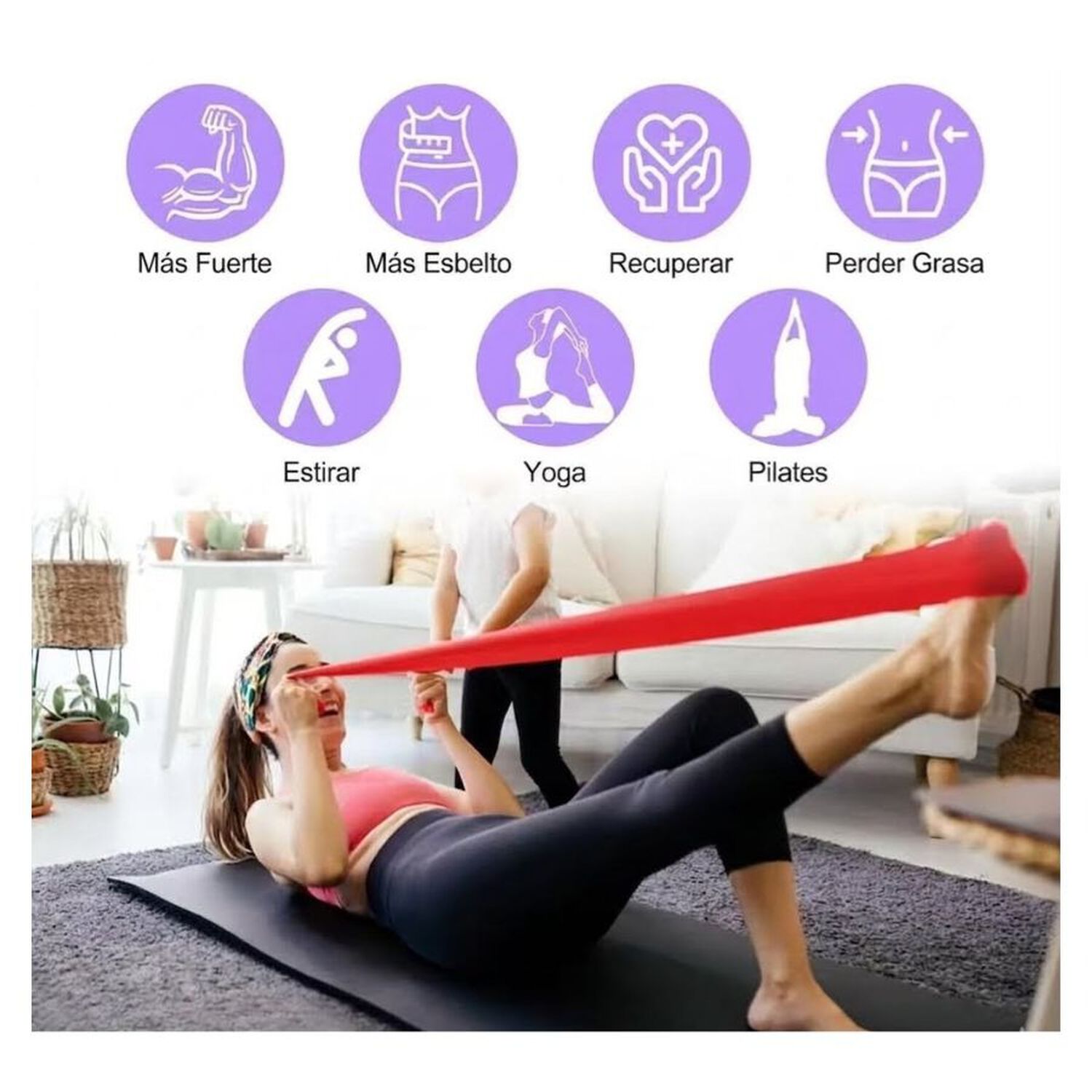 Set 3 Bandas El&aacute;sticas Resistencia Yoga Fitness Pilates image number 4.0