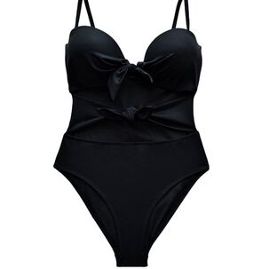 Trikini Con Doble Nudo Color Negro