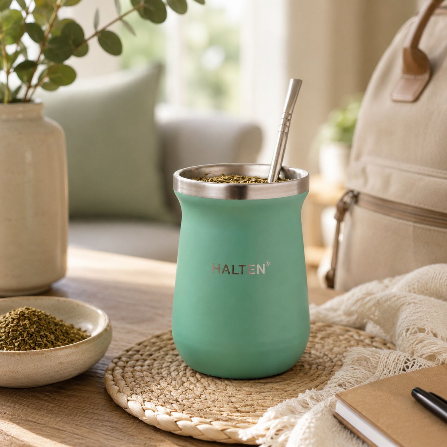 Mate T&eacute;rmico De Acero Inoxidable 300 Ml Con Bombilla Conserva Calor 1 Hora Y Fr&iacute;o 6 Horas Color Verde image number 3.0