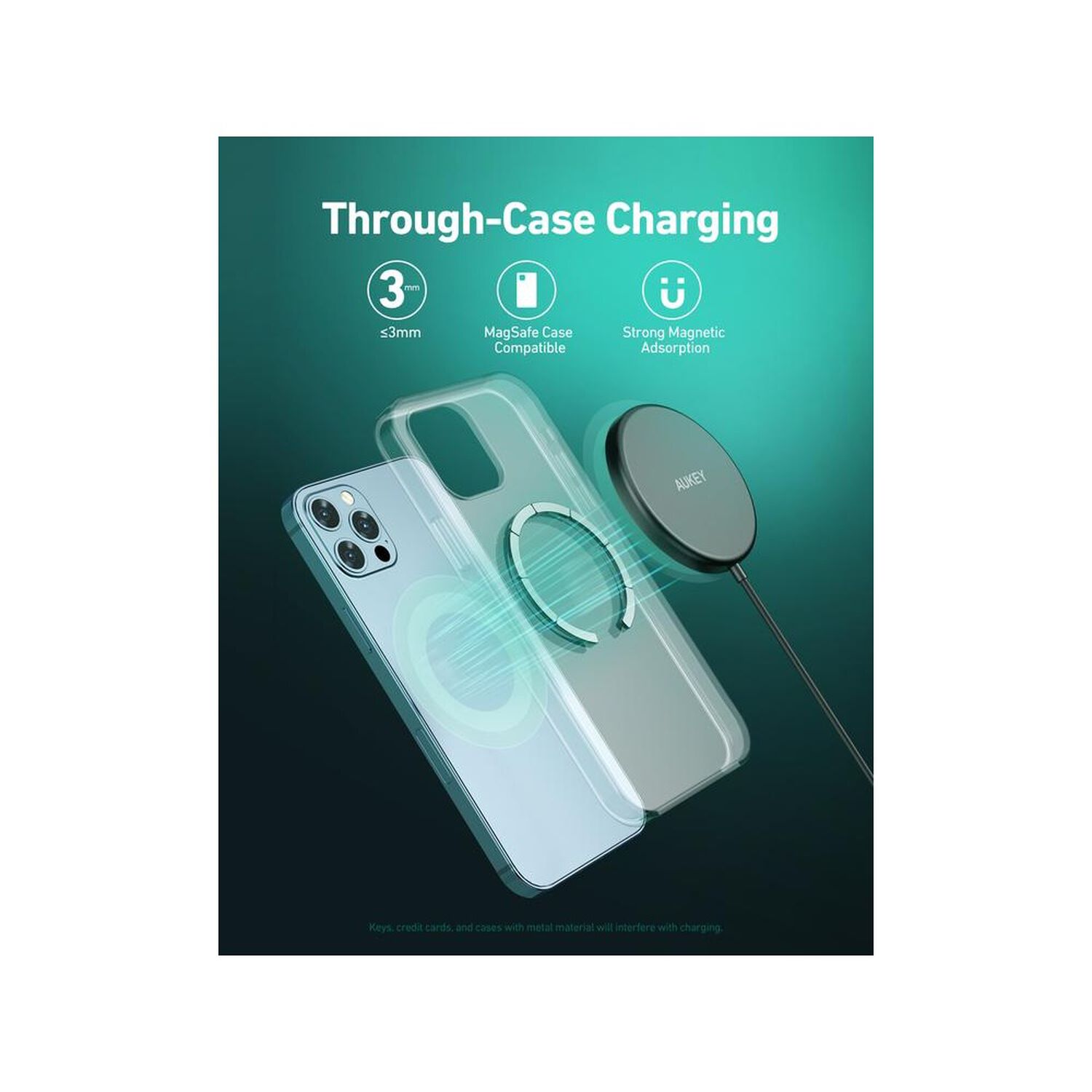 Aukey Cargador Cargador Inal&aacute;mbrico Magn&eacute;tico Para Iphone 12 Negro - Lc-a1 image number 5.0