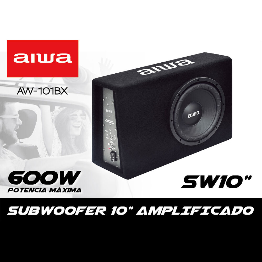 Subwoofer Auto 120w Aiwa Amplificado 10'' Slim Aw-101bx Negro image number 4.0