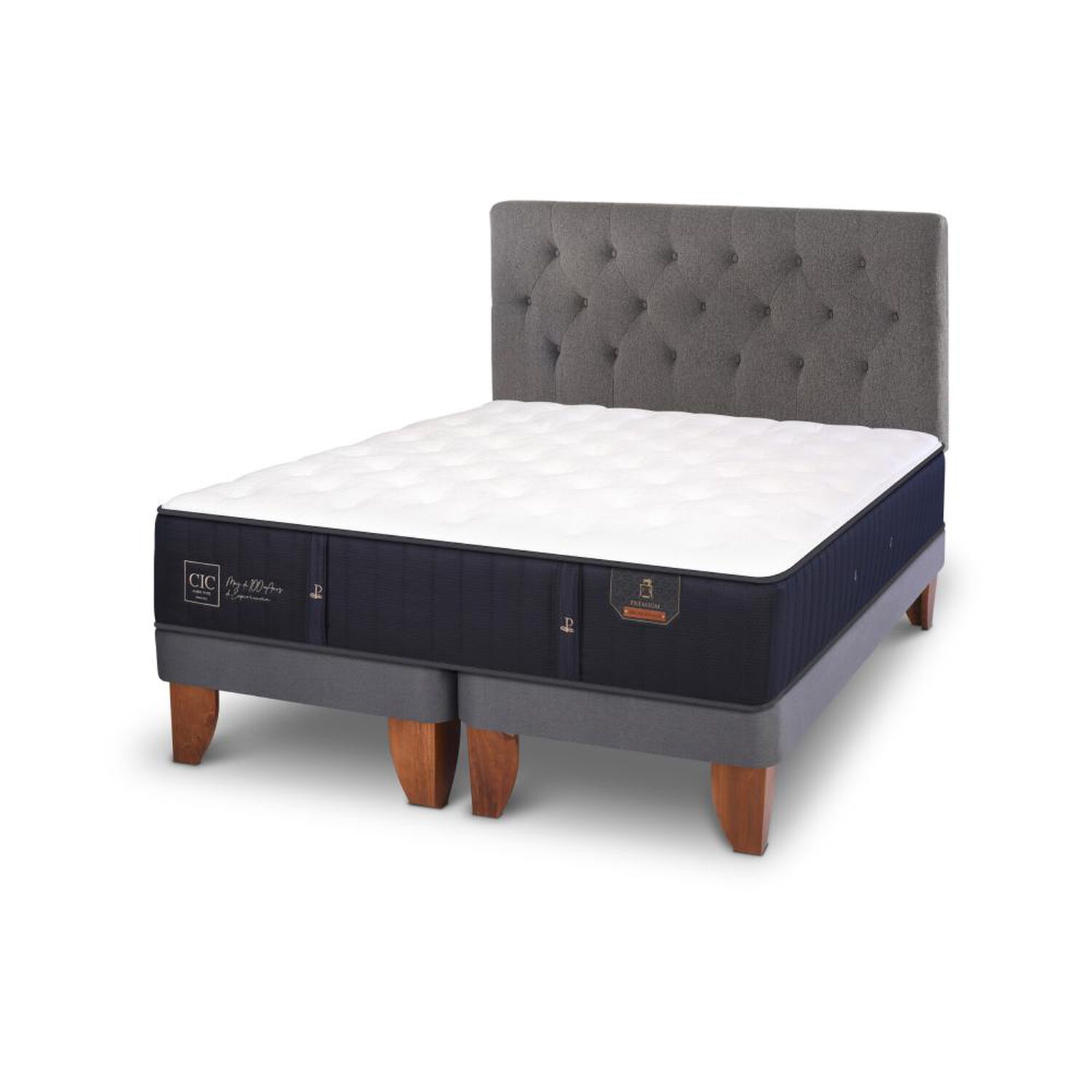 Cama Europea Cic Premium / 2 Plazas / Base Dividida + Respaldo image number 3.0