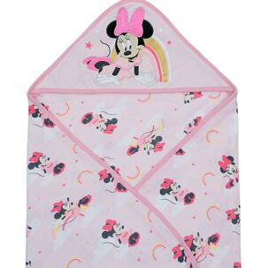 Toalla Capucha Bambino Minnie Arcoiris Rosado