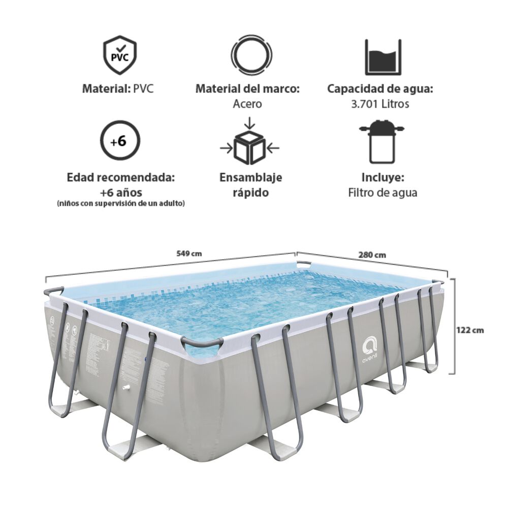 Piscina Familiar Rectangular 122x280x549 Cm 13603 Litros image number 2.0