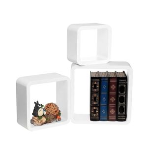 Set 3 Estantes Repisas Flotantes Cuadradas Modernas Blanco