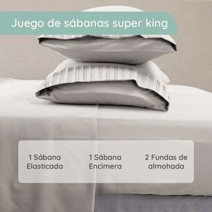 Sabanas Colch&oacute;n Super King Microfibra 300 Hilos Gris Claro