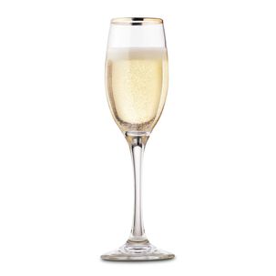 Set 4 Copas Flute De 180ml Borde Dorado Cocteleria Allegra