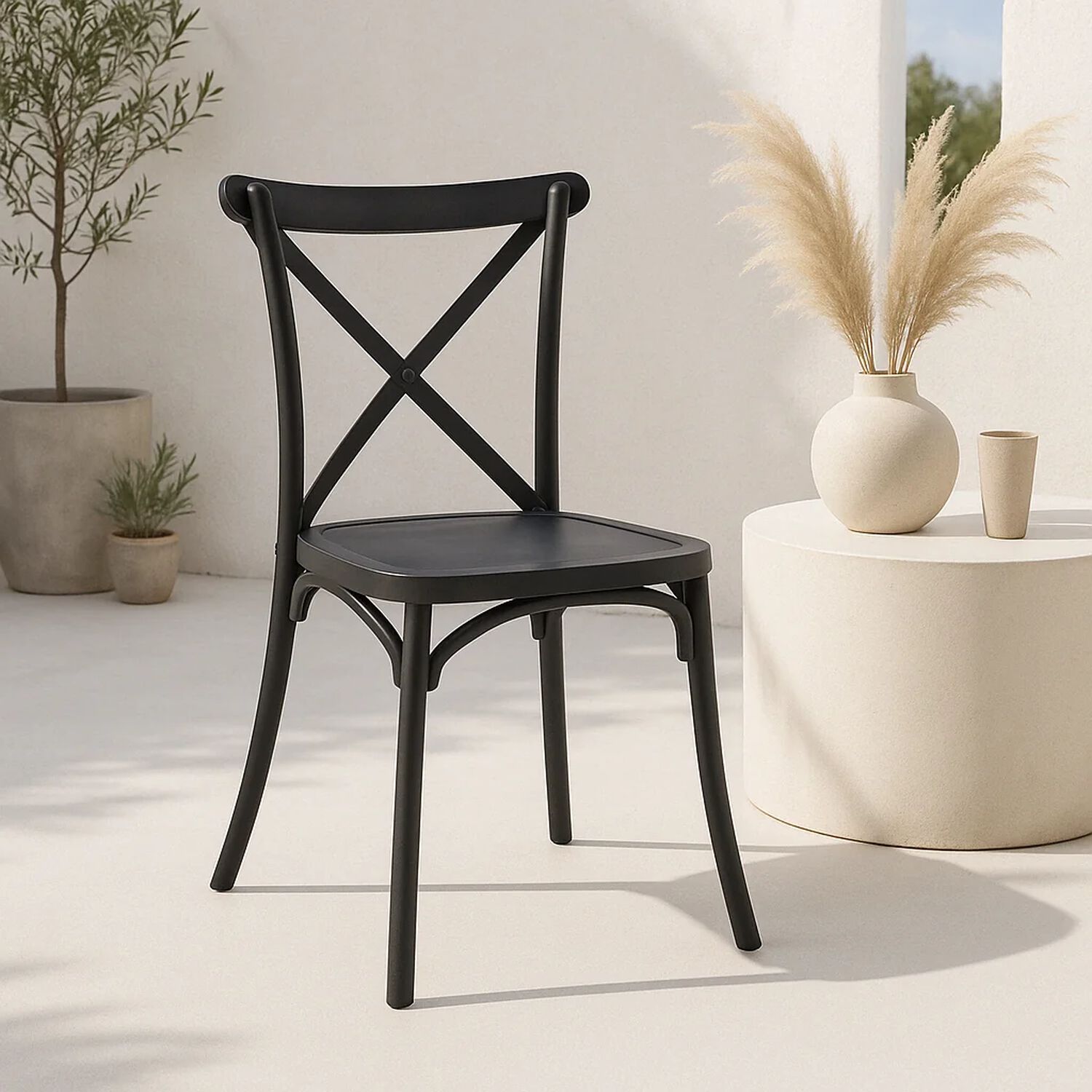Silla Crossback Danubio De Terraza Exterior O Comedor - Negra image number 1.0