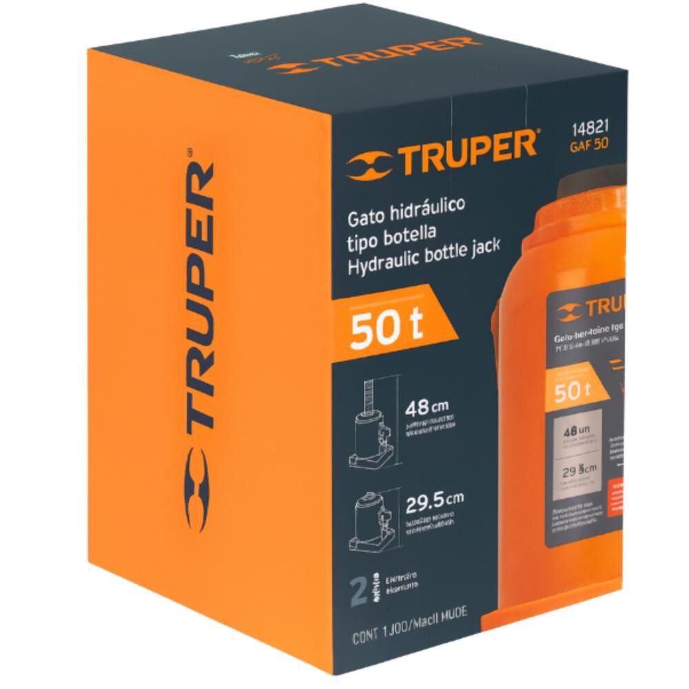 Gata Hidraulica 50 Tn Tipo Botella Truper Gat-50 image number 2.0