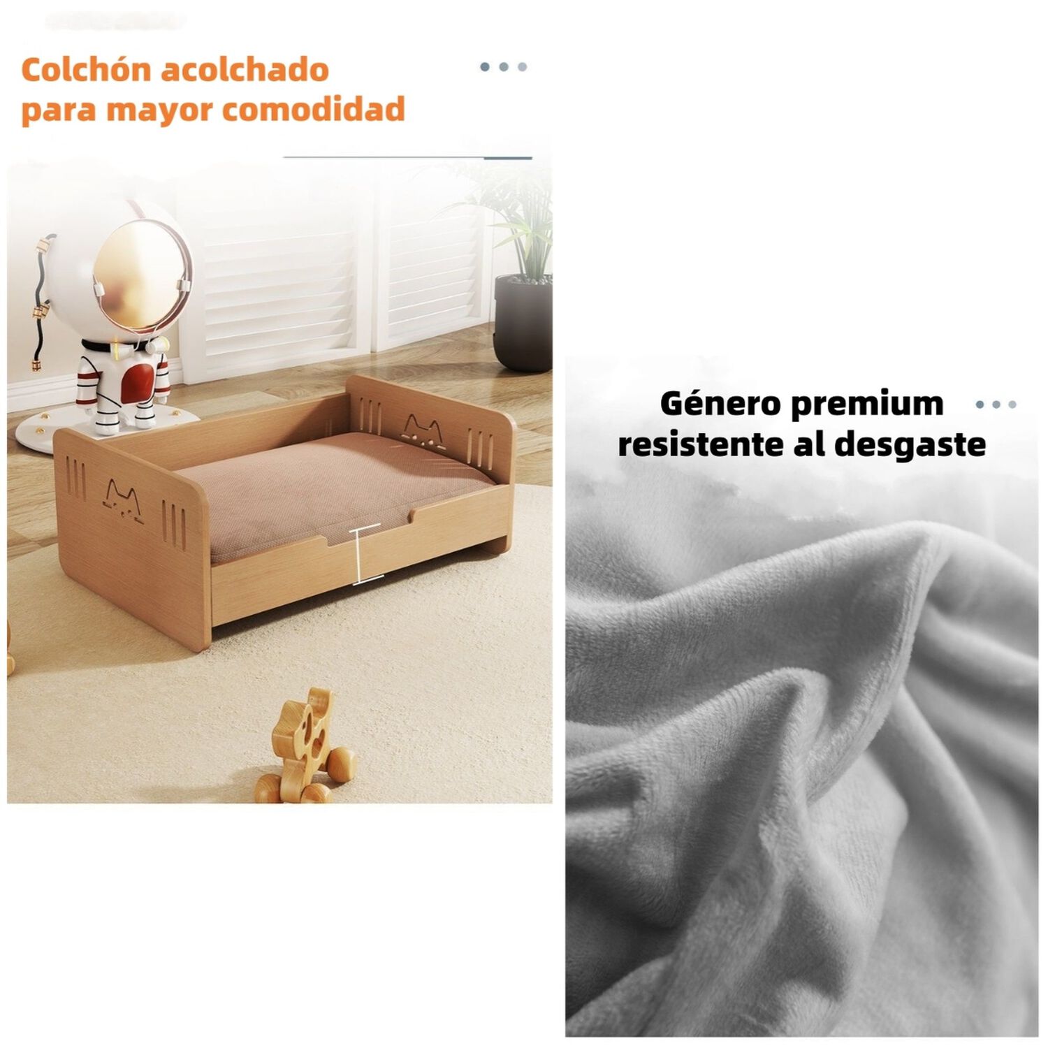 Cama Para Mascotas Madera Con Colch&oacute;n 40x60cm By Lubabycas image number 3.0