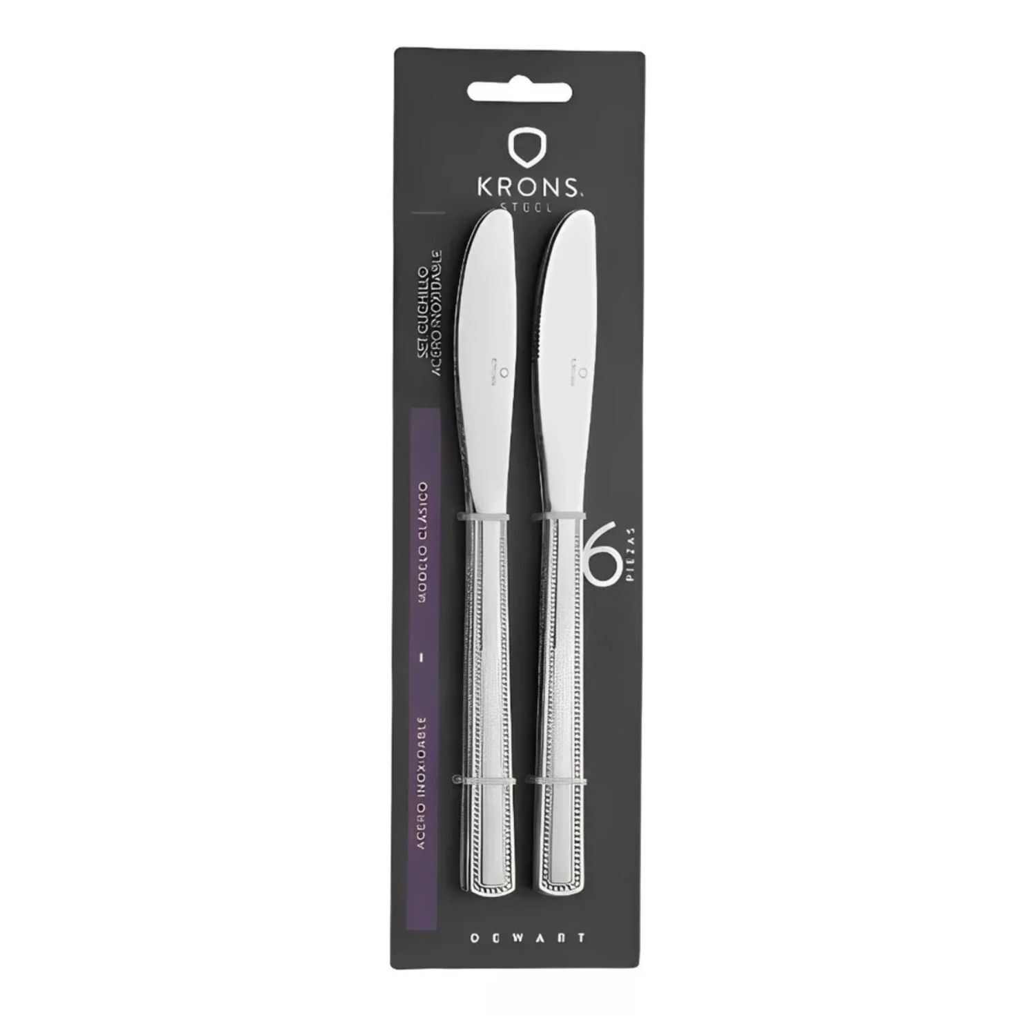 Set 6 Cuchillos Mesa Perlados Newcastle Blister Plateado Krons image number 0.0