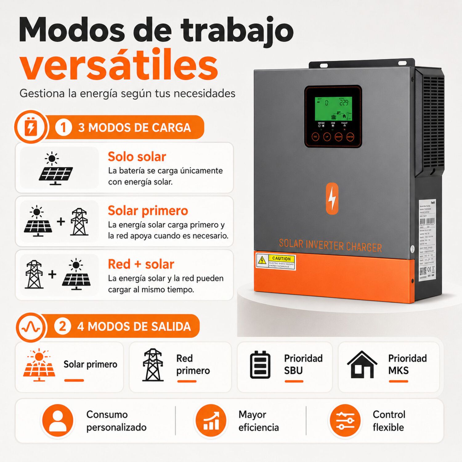 Inversor Solar H&iacute;brido Powmr 1500w 24v | Onda Senoidal Pura image number 2.0