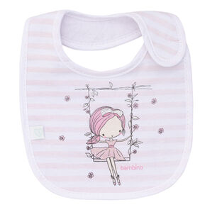 Babero De Algod&oacute;n Impermeable Blanco Ni&ntilde;a Rayas Ni&ntilde;a