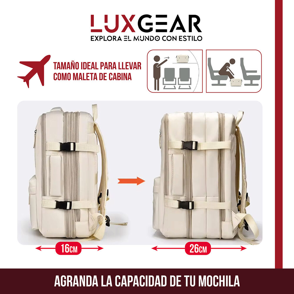 Mochila De Viaje Expansible Luxgear Nomadlifev2 Impermeable - Negro image number 2.0