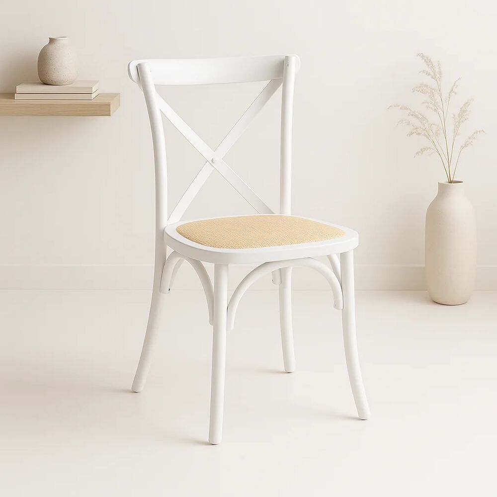 Silla Crossback Madera Rattan - Blanca image number 1.0
