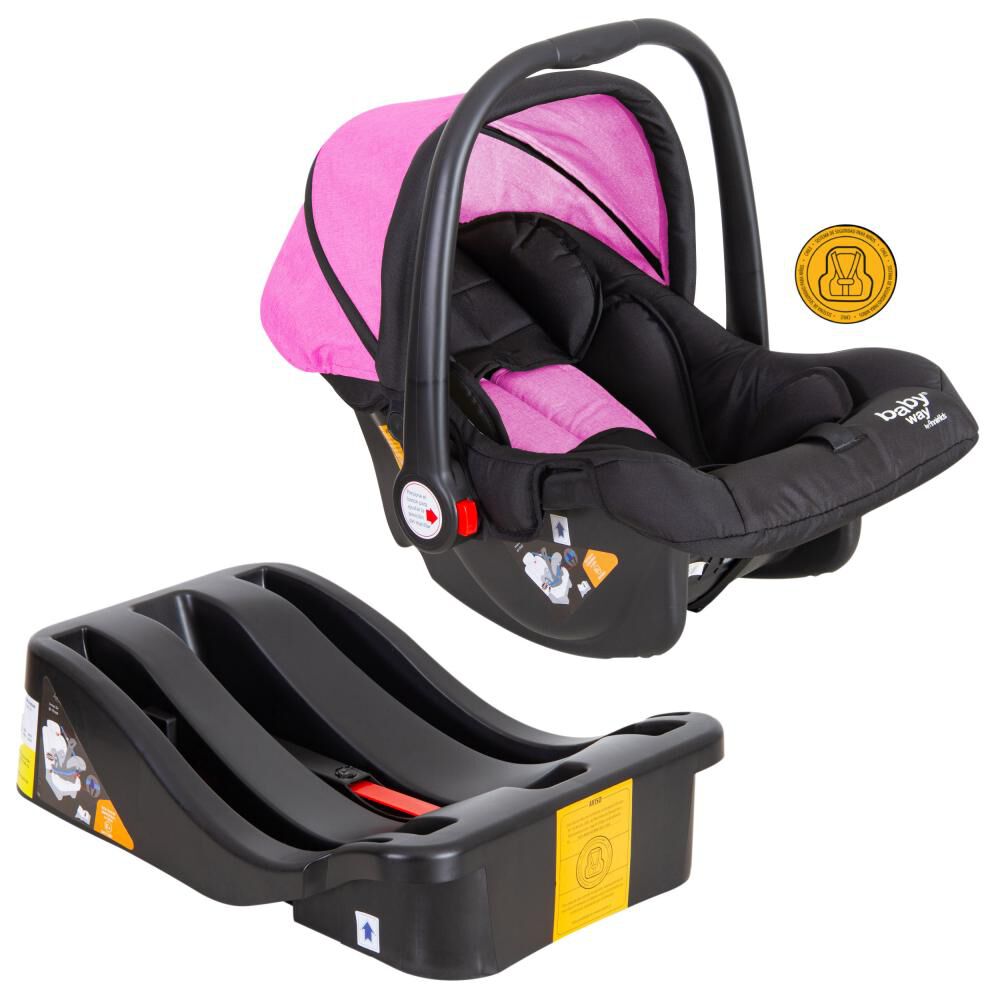 Coche Travel System Baby Way 3 En 1 Fucsia Con Base image number 1.0
