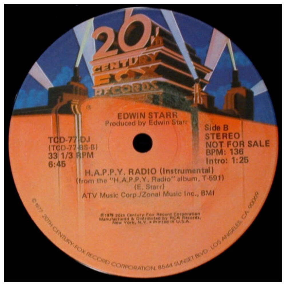 Edwin Starr - H.a.p.p.y. Radio | 12" Maxi Single Usado image number 2.0