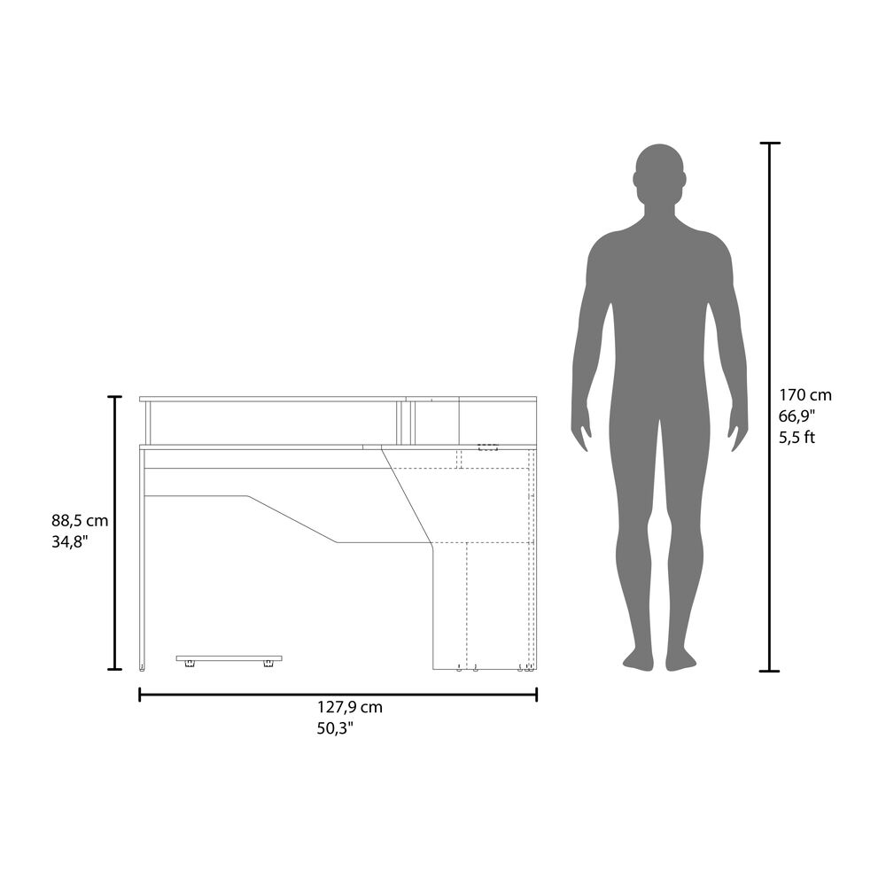 Escritorio Gamer En L 88,5x127,9x127,9 Cm Fm-046n Negro Y Azul image number 6.0
