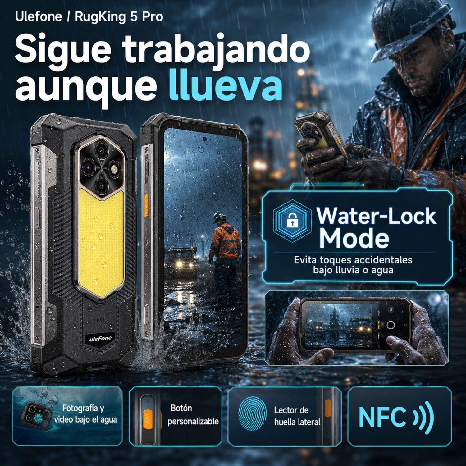 Celular Rugged Ulefone Rugking 5 Pro Bater&iacute;a 20000mah 256gb 16gb image number 7.0
