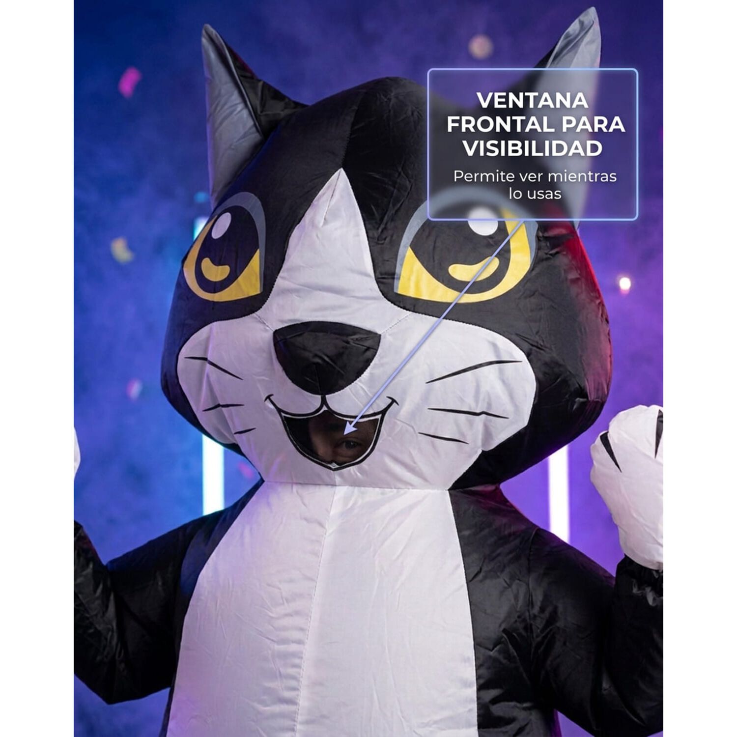 Disfraz Inflable De Gato Adulto Completo Halloween image number 1.0