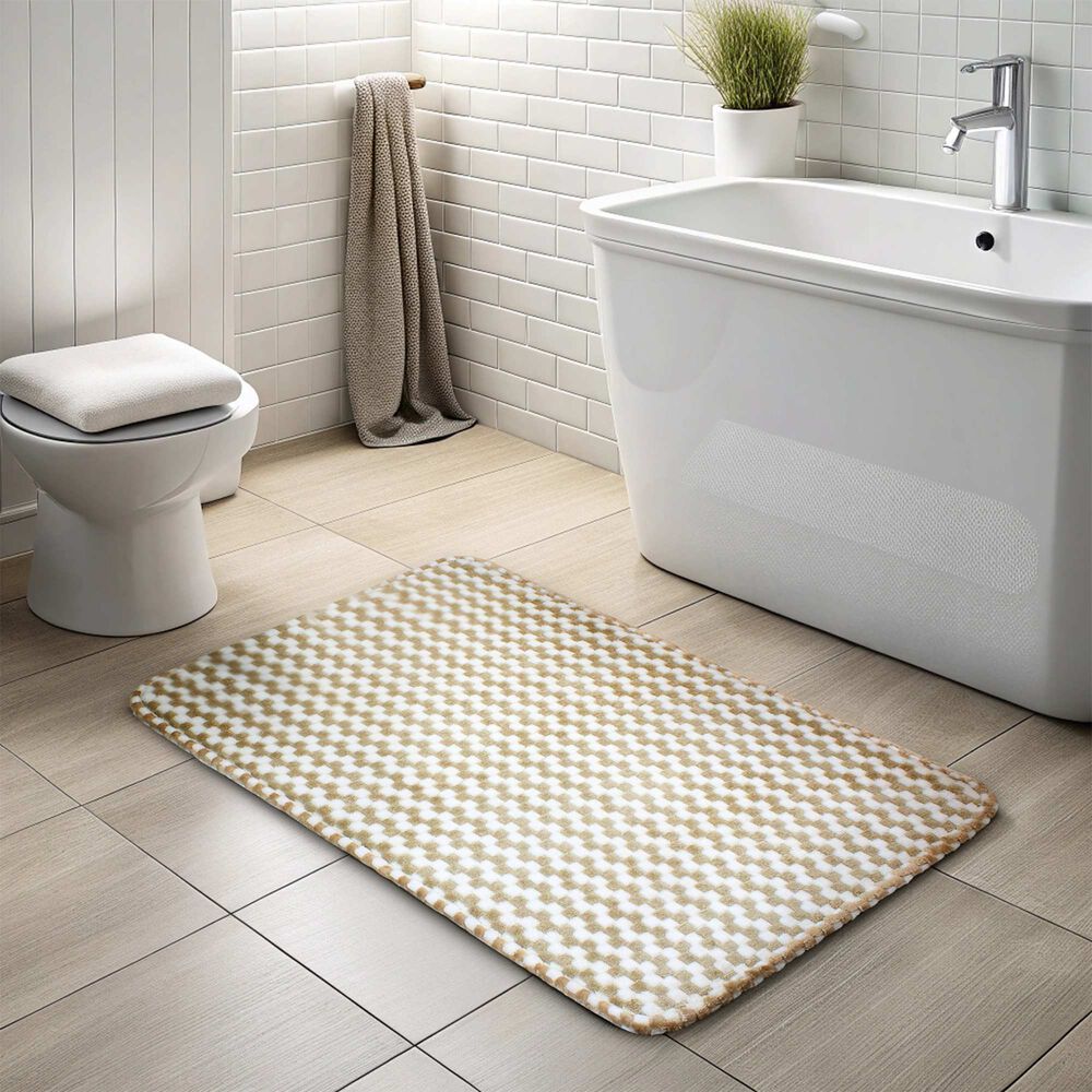 Alfombra De Ba&ntilde;o Nautica Home Memory Foam 50x80 Cm Cuadros Beige image number 2.0
