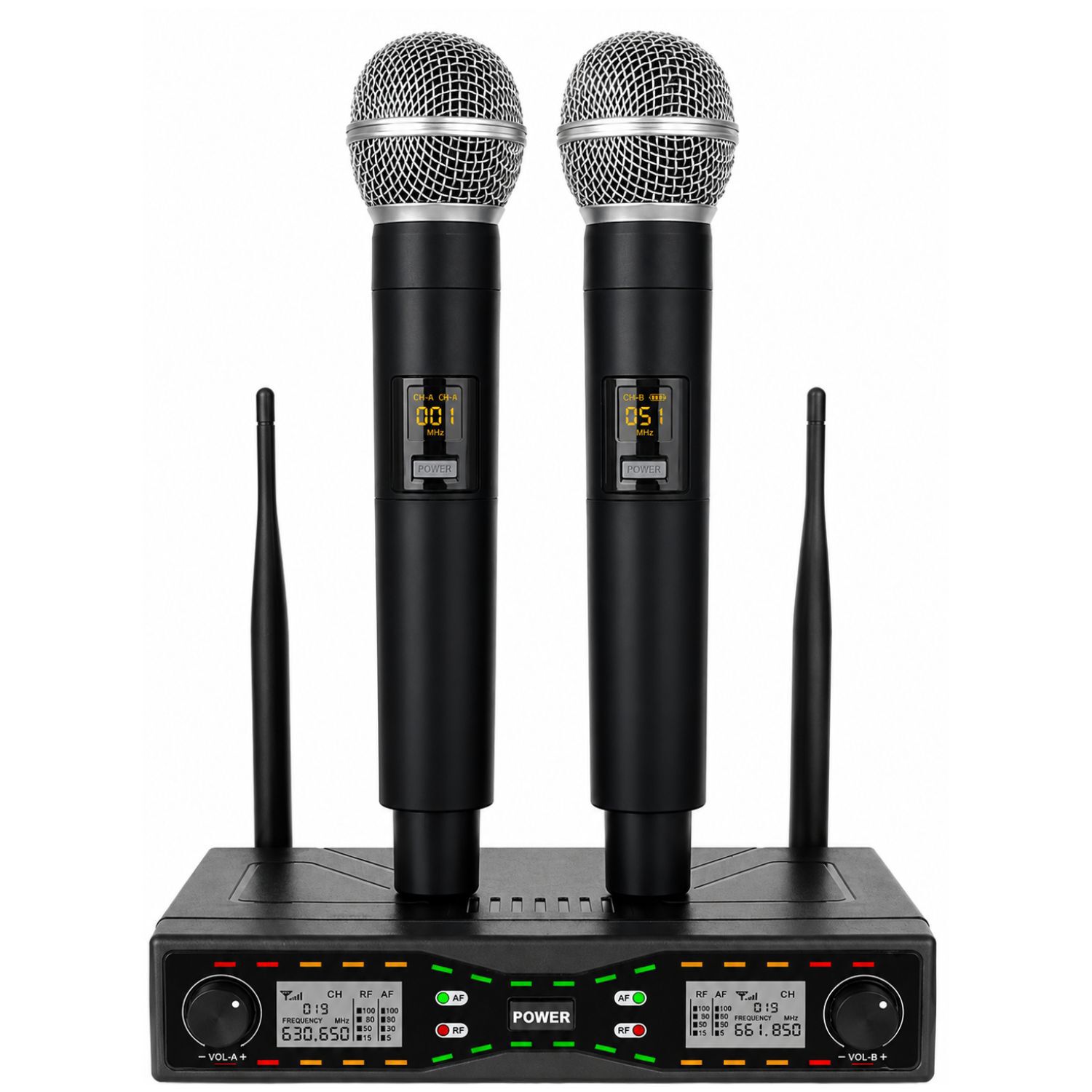 Micr&oacute;fonos Inal&aacute;mbricos Uhf Dual 50m Recargables Usb C - Ps image number 0.0