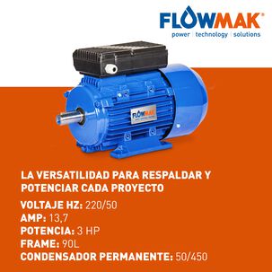 Motor Eléctrico 3 Hp 2820 Rpm 2 Polos 220v Flowmak