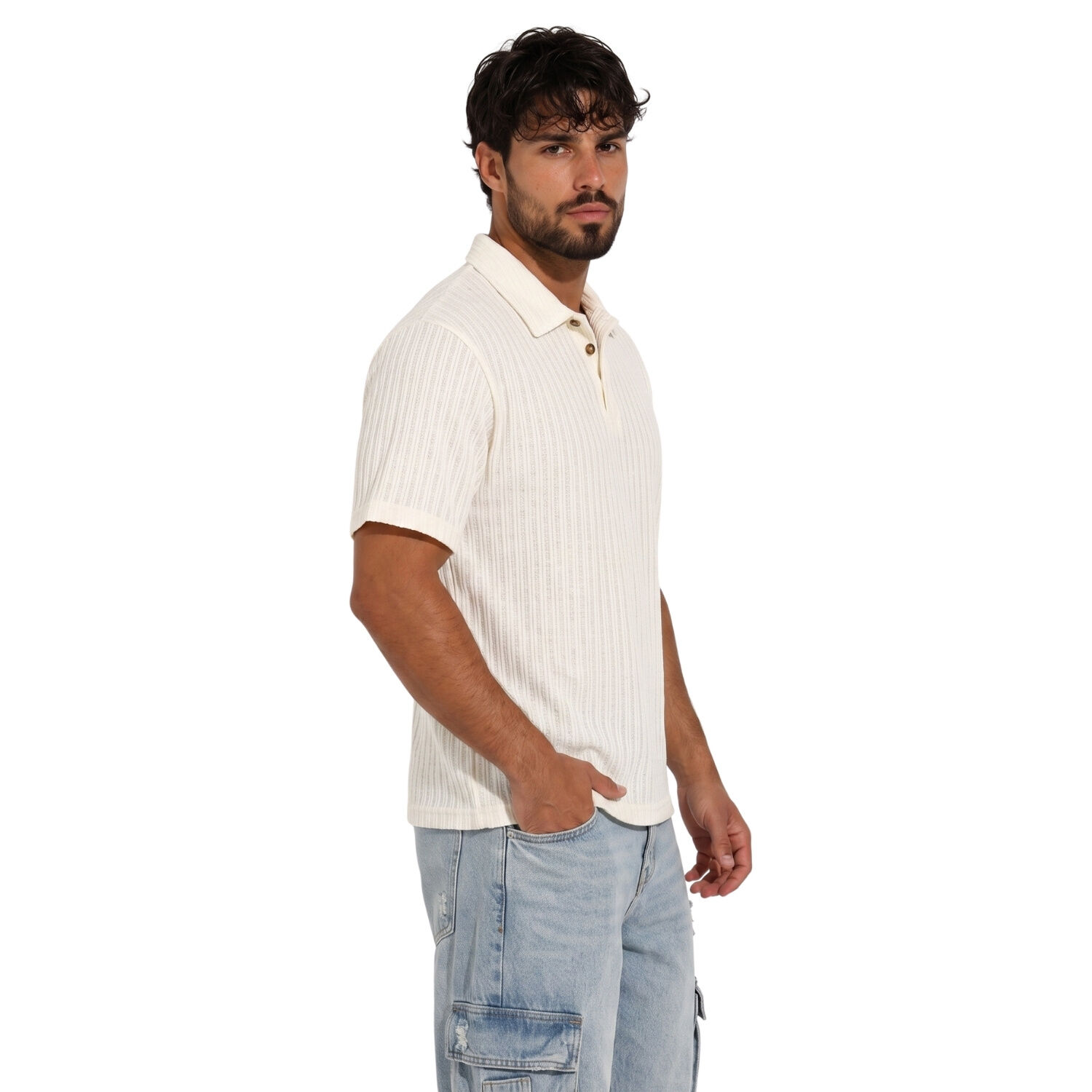 Polera Polo Hombre Tejido Texturizado Manga Corta Lisboa image number 1.0