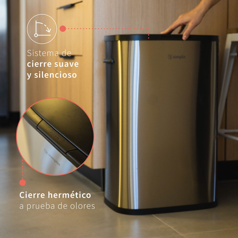 Basurero Cocina Handy 55lts Táctil Acero Inox Simplit image number 2.0